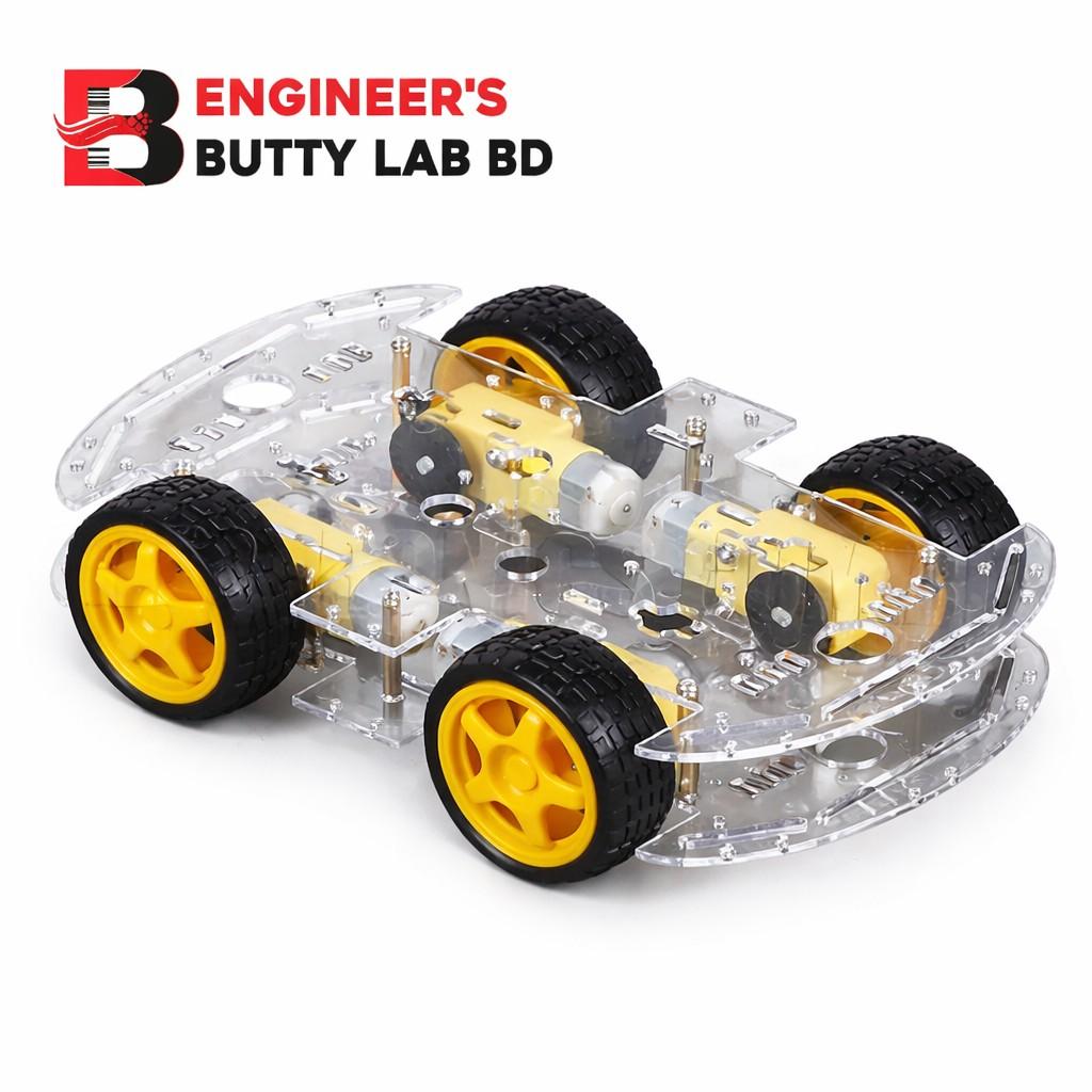 4-Wheel-Robot-Chassis-Kit-Smart-Car-with-BO-Motor-Acrylic 4 Wheel Robot Chassis Kit Smart Car with BO Motor Acrylic